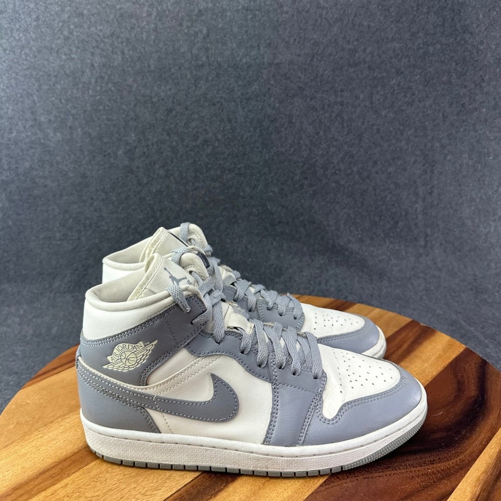 Jordan 1 Mid Stealth Sail Womens Size 8.5 Grey White Sneakers BQ6472-115